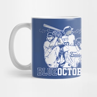 Freddie Freeman Mookie Betts & Clayton Kershaw Blue October Mug